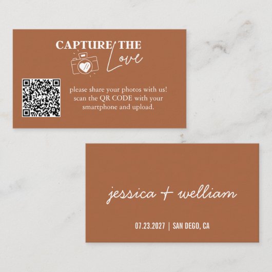 Carte D'accompagnement Capture personnalisée Le code Qr Mariage d'amour (Devant / Derrière)