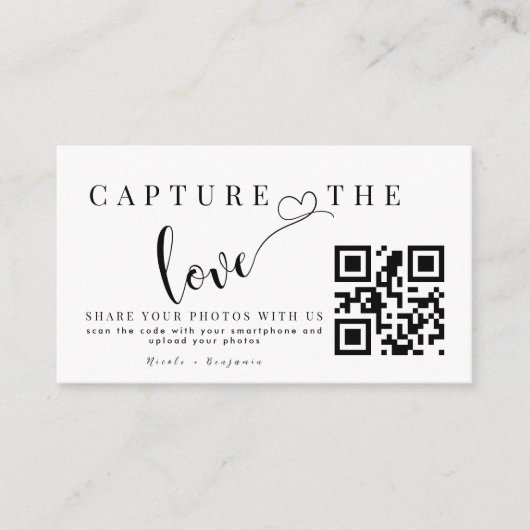 Carte D'accompagnement Capture personnalisée Le code Qr Mariage d'amour (Devant)