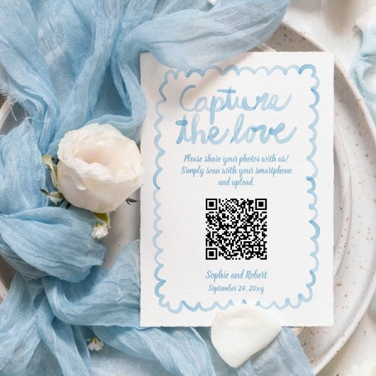 Carte D'accompagnement Capturer Partager Photos QR Code Cadre bleu blanc