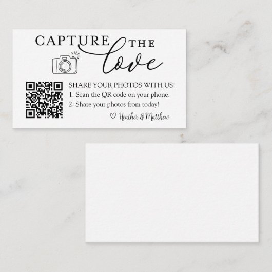 Carte D'accompagnement Capturez l'album de photos Amour QR Code (Devant / Derrière)