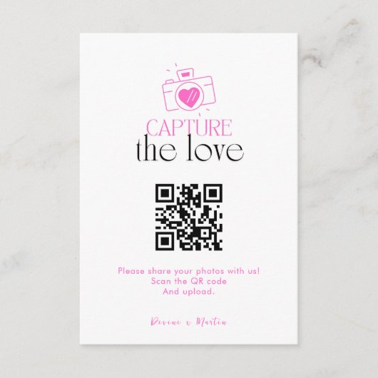 Carte D'accompagnement Capturez l'amour avec un code QR de script moderne (Devant)