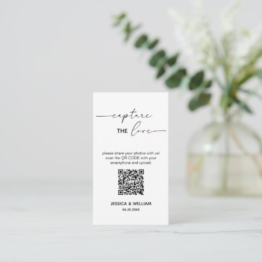 Carte D'accompagnement Capturez l'amour mariage moderne Code Qr (Debout devant)