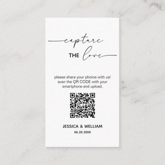 Carte D'accompagnement Capturez l'amour mariage moderne Code Qr (Devant)