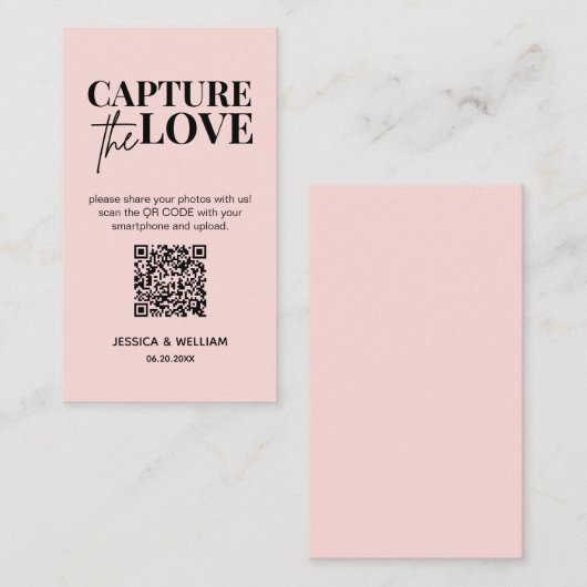 Carte D'accompagnement Capturez l'amour mariage moderne Code Qr (Devant / Derrière)