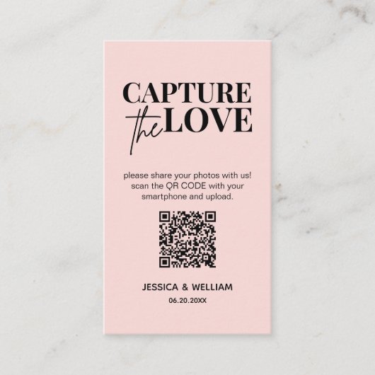 Carte D'accompagnement Capturez l'amour mariage moderne Code Qr (Devant)