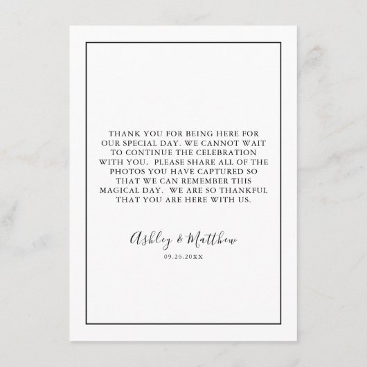 Carte D'accompagnement Capturez le Mariage de l'invité d'amour Photo QR C (Dos)