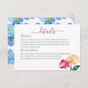 Carte D'accompagnement Carnations & Forget Me Nots Détails du Mariage