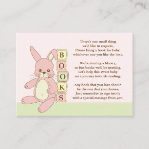 Carte D'accompagnement Carnet de Baby showers de lapin rose Insérer une c
