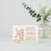Carte D'accompagnement Carnet de Baby showers de lapin rose Insérer une c (Debout devant)