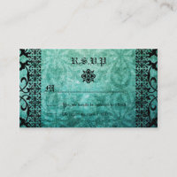 Carré Ornate Green Damask Mariage gothique RSVP