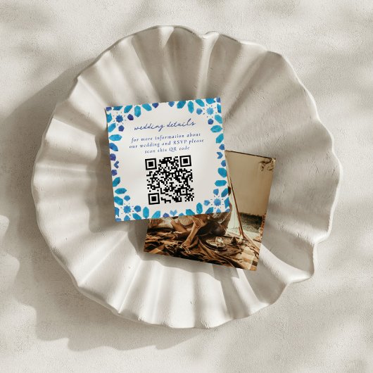 Carte D'accompagnement Carreaux bleu marocain QR Code Mariage