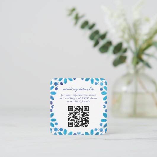 Carte D'accompagnement Carreaux bleu marocain QR Code Mariage (Debout devant)