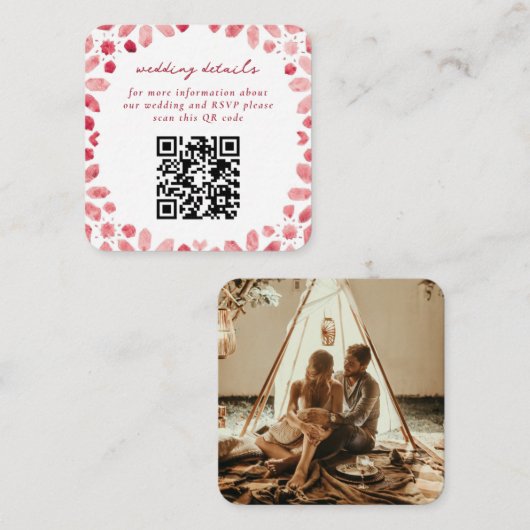 Carte D'accompagnement Carreaux Magenta marocains QR Code Mariage (Devant / Derrière)