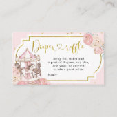 Carte D'accompagnement Carrousel magique rose et or Raffle (Devant)