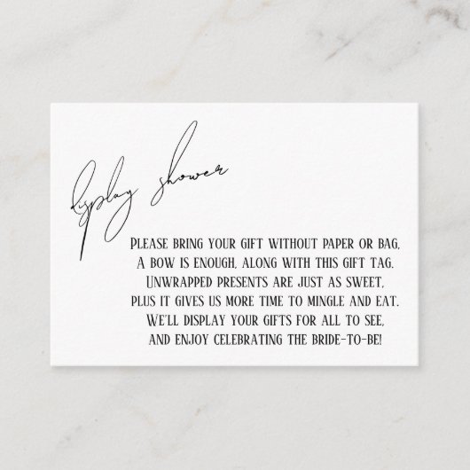 Carte D'accompagnement Carte-cadeau pour une douche de mariage avec un pr (Devant)