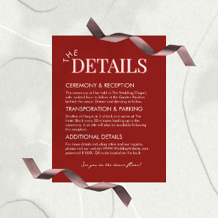 Carte D'accompagnement Carton Contemporain Élégant Détails Rose et Rouge 