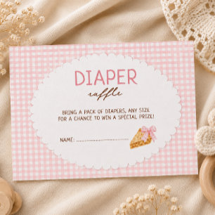 Carte D'accompagnement Carton de baby shower rose à motif gingham pour un