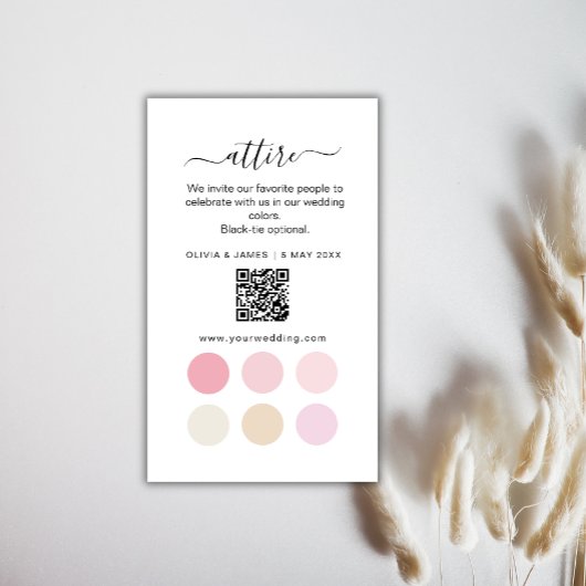 Carte D'accompagnement Carton de code vestimentaire pour mariage rose