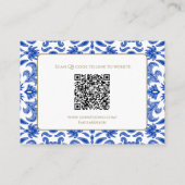 Carte D'accompagnement Carton de détails de mariage Blanc et Bleu (Dos)