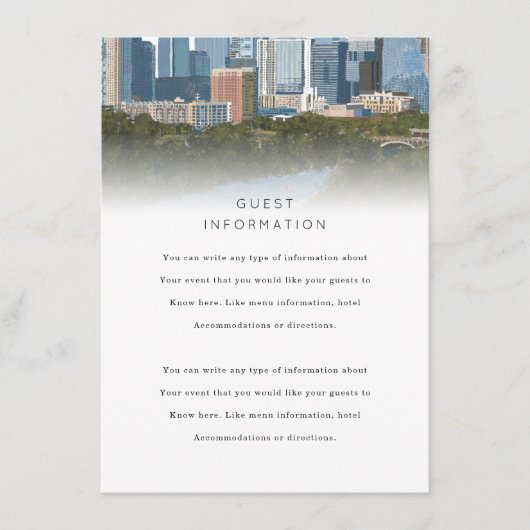 Carte D'accompagnement Carton de mariage à Austin Texas (Devant)