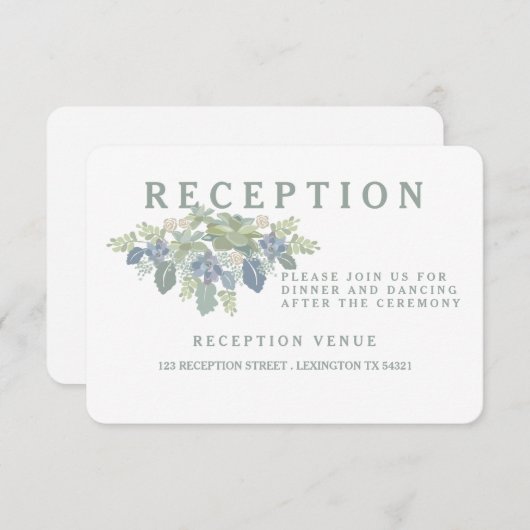 Carte D'accompagnement Carton de réception de mariage floral bouquet succ (Devant / Derrière)