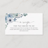 Carte D'accompagnement Carton de recette floral bleu poussiéreux (Devant)