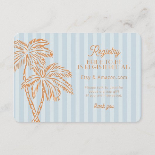 Carte D'accompagnement Carton de registre Blue Palm Springs Pastel Beach (Devant)