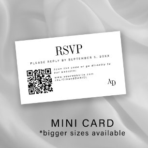 Carte D'accompagnement Carton de réponse de mariage avec code QR noir et 