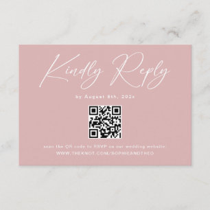 Carte D'accompagnement Carton de réponse de mariage élégant rose poussiér