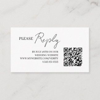 Carte D'accompagnement Carton de réponse de mariage minimaliste avec code