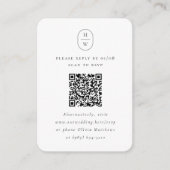 Carte D'accompagnement Carton de réponse photo QR Code Initiales Élégante (Devant)