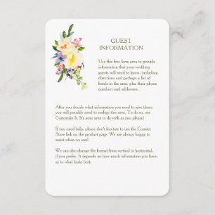 Carte D'accompagnement Carton d'information pour les invités de mariage f
