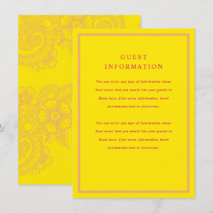 Carte D'accompagnement Carton d'insertion de mariage Mehndi