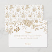 Carte D'accompagnement Carton d'invitation avec détails en toile de Jouy (Devant / Derrière)