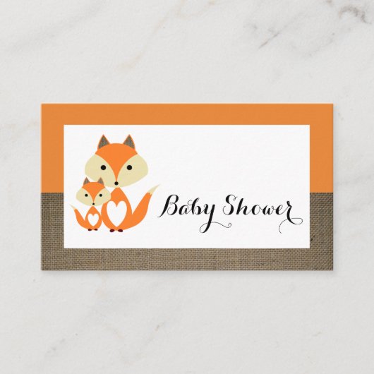Carte D'accompagnement Carton d'invitation Baby Shower Ticket Orange Fox  (Devant)