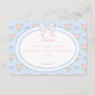 Carte D'accompagnement Carton d'invitation bleu vintage avec détails flor