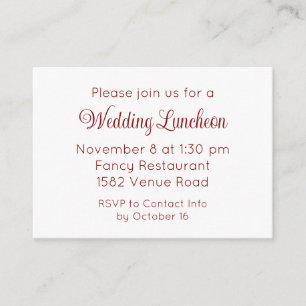 Carte D'accompagnement Carton d'invitation de mariage à l'écriture rouge