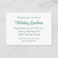 Carton d'invitation de mariage au style vert éléga