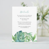 Carte D'accompagnement Carton d'invitation de mariage aux feuilles de pal (Debout devant)