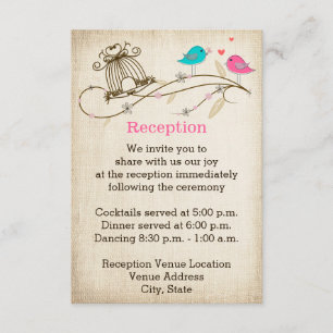 Carte D'accompagnement Carton d'invitation de mariage Oiseaux fantaisiste