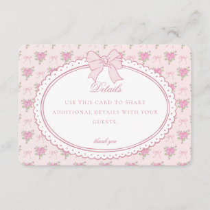 Carte D'accompagnement Carton d'invitation rose vintage avec détails flor