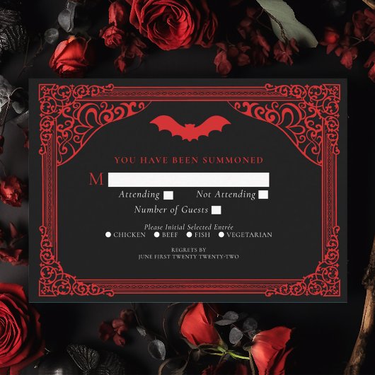 Carte D'accompagnement Cathédrale gothique Vampire Mariage RSVP