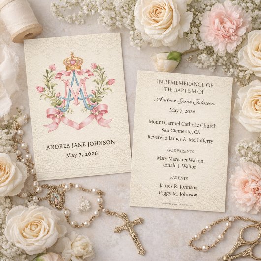 Carte D'accompagnement Catholic Marian Baptism Remembrance 