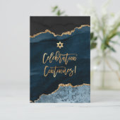 Carte D'accompagnement ✡ Célébration de la Mitzvah ! Aquarelle Agate Bleu (Debout devant)