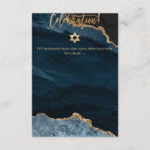 Carte D'accompagnement ✡ Célébration de la Mitzvah ! Aquarelle Agate Bleu (Dos)