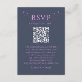 Carte D'accompagnement Céleste bleu violet budget QR Code RSVP photo (Devant)