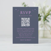 Carte D'accompagnement Céleste bleu violet budget QR Code RSVP photo (Debout devant)