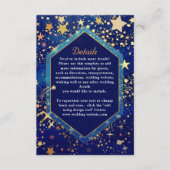 Carte D'accompagnement Céleste étoile nuit bleu détails mariage (Devant)