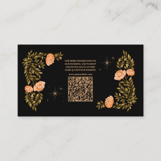 Carte D'accompagnement Céleste minuit noir étoiles QR Code Mariage (Devant)