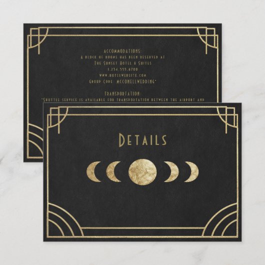 Carte D'accompagnement Celestial art deco wedding details card (Devant / Derrière)